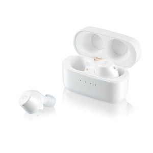 <img src="VELACY-WHITE-THE_CASE_AND_THE_EARBUD.jpg"alt="Velacy iconic product Cystal 5A wireless earbuds in WHITE.">